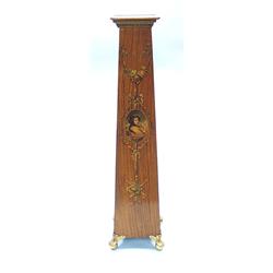 A Victorian satinwood pedestal. The columnar tape