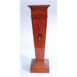 A Victorian satinwood pedestal. The columnar tape