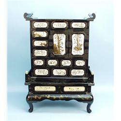 An unusual antique Japanese Shibayama low cabinet