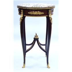 An antique French Louis XV style parquetry inlaid