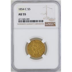 1854-C $5 Liberty Head Half Eagle Gold Coin NGC MS55