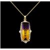 Image 1 : 11.93 ctw Ametrine and Diamond Pendant With Chain - 14KT Yellow Gold