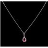 Image 2 : 2.50 ctw Pink Tourmaline and Diamond Pendant With Chain - 14KT White Gold