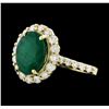 Image 1 : 3.98 ctw Emerald and Diamond Ring - 14KT Yellow Gold