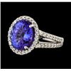 Image 1 : 5.10 ctw Tanzanite and Diamond Ring - 14KT White Gold