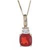 Image 1 : 1.29 ctw Fire Opal and Diamond Pendant - 14KT Yellow Gold