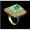 Image 4 : GIA Cert 19.72 ctw Emerald and Diamond Ring - 14KT Yellow Gold