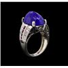 Image 4 : 16.00 ctw Lapis Lazuli, Ruby and Diamond Ring - Platinum