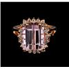 Image 2 : 7.82 ctw Kunzite and Diamond Ring - 14KT Rose Gold