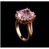 Image 4 : 7.82 ctw Kunzite and Diamond Ring - 14KT Rose Gold