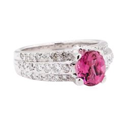 2.56 ctw Pink Tourmaline And Diamond Ring - 18KT White Gold