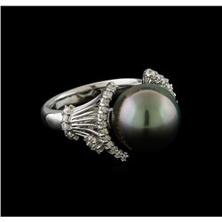 Pearl and Diamond Ring - 14KT White Gold