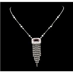 15.20 ctw Kunzite and Diamond Necklace - 18KT White Gold