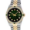 Image 1 : Rolex Mens 2 Tone 14K Green Vignette Diamond & Emerald Datejust Wristwatch