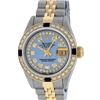 Image 2 : Rolex Ladies 2 Tone Blue Mother Of Pearl Diamond & Sapphire Datejust