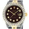 Image 1 : Rolex Mens 2 Tone Maroon VS 3 ctw Channel Set Diamond Datejust Wristwatch