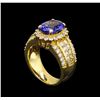 Image 4 : 14KT Yellow Gold 3.29 ctw Tanzanite and Diamond Ring