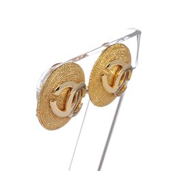 Chanel Gold CC Disc Clip On Earrings