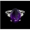 Image 2 : 4.76 ctw Amethyst and Diamond Ring - 14KT White Gold