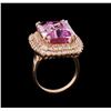 Image 4 : 18.09 ctw Kunzite and Diamond Ring - 14KT Rose Gold