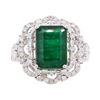 Image 2 : 5.04 ctw Emerald and Diamond Ring - 14KT White Gold