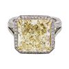 Image 2 : 10.02 ctw Fancy Intense Yellow Diamond and White Diamond Ring - Platinum