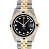 Image 2 : Rolex Mens 2 Tone 14K Black String Diamond & Sapphire 36MM Datejust Wristwatch