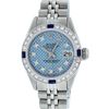 Image 2 : Rolex Ladies Stainless Steel Blue Stamp Diamond & Ruby Datejust Wristwatch