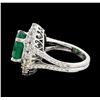 Image 3 : 4.70 ctw Emerald and Diamond Ring - 14KT White Gold