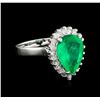 Image 1 : 3.01 ctw Emerald and Diamond Ring - 14KT White Gold