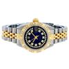 Image 3 : Rolex Ladies 2 Tone 14K Blue Vignette String Pyramid Diamond Datejust Wristwatch