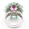 Image 4 : 5.74 ctw Pink Tourmaline, Emerald and Diamond Ring - 14KT White Gold