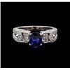 Image 2 : 1.02 ctw Sapphire and Diamond Ring - 14KT White Gold