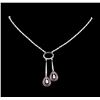 Image 1 : 1.20 ctw Ruby and Diamond Necklace - 18KT White Gold