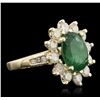 Image 1 : 14KT Yellow Gold 3.52 ctw Emerald and Diamond Ring