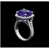 Image 4 : GIA Cert 9.06 ctw Tanzanite and Diamond Ring - 14KT White Gold