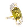 Image 1 : 11.10 ctw Cgreen Zircon And Diamond Ring - 18KT Yellow Gold