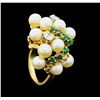 Image 4 : 0.65 ctw Diamond, Emerald and Pearl Ring - 14KT Yellow Gold