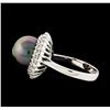 Image 3 : Pearl and Diamond Ring - 14KT White Gold