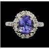 Image 2 : 1.80 ctw Tanzanite and Diamond Ring - 14KT White Gold