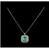 Image 2 : 18.09 ctw Emerald and Diamond Pendant With Chain - 14KT White Gold