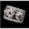 Image 1 : 0.95 ctw Diamond and Ruby Band - 14KT White Gold