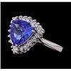 Image 1 : 3.03 ctw Tanzanite and Diamond Ring - 14KT White Gold