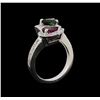 Image 4 : 1.22 ctw Tourmaline and Diamond Ring - 14KT White Gold