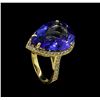 Image 4 : 12.12 ctw Tanzanite and Diamond Ring - 14KT Yellow Gold