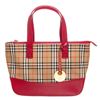 Image 5 : Burberry Tan Red Canvas Leather Haymarket Check Tote Bag