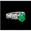 Image 1 : 2.60 ctw Emerald and Diamond Ring - Platinum