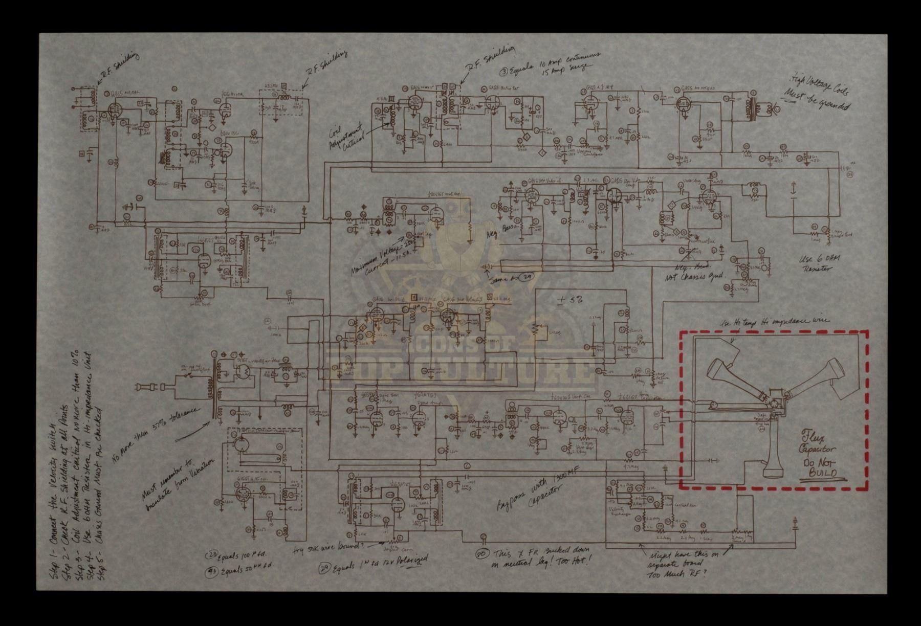 Back To The Future Part III Flux Capacitor Schematic (with red