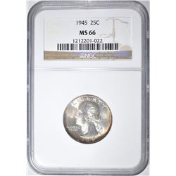 1945 WASHINGTON QUARTER NGC MS-66