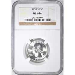 1953-S WASHINGTON QUARTER NGC MS-66*